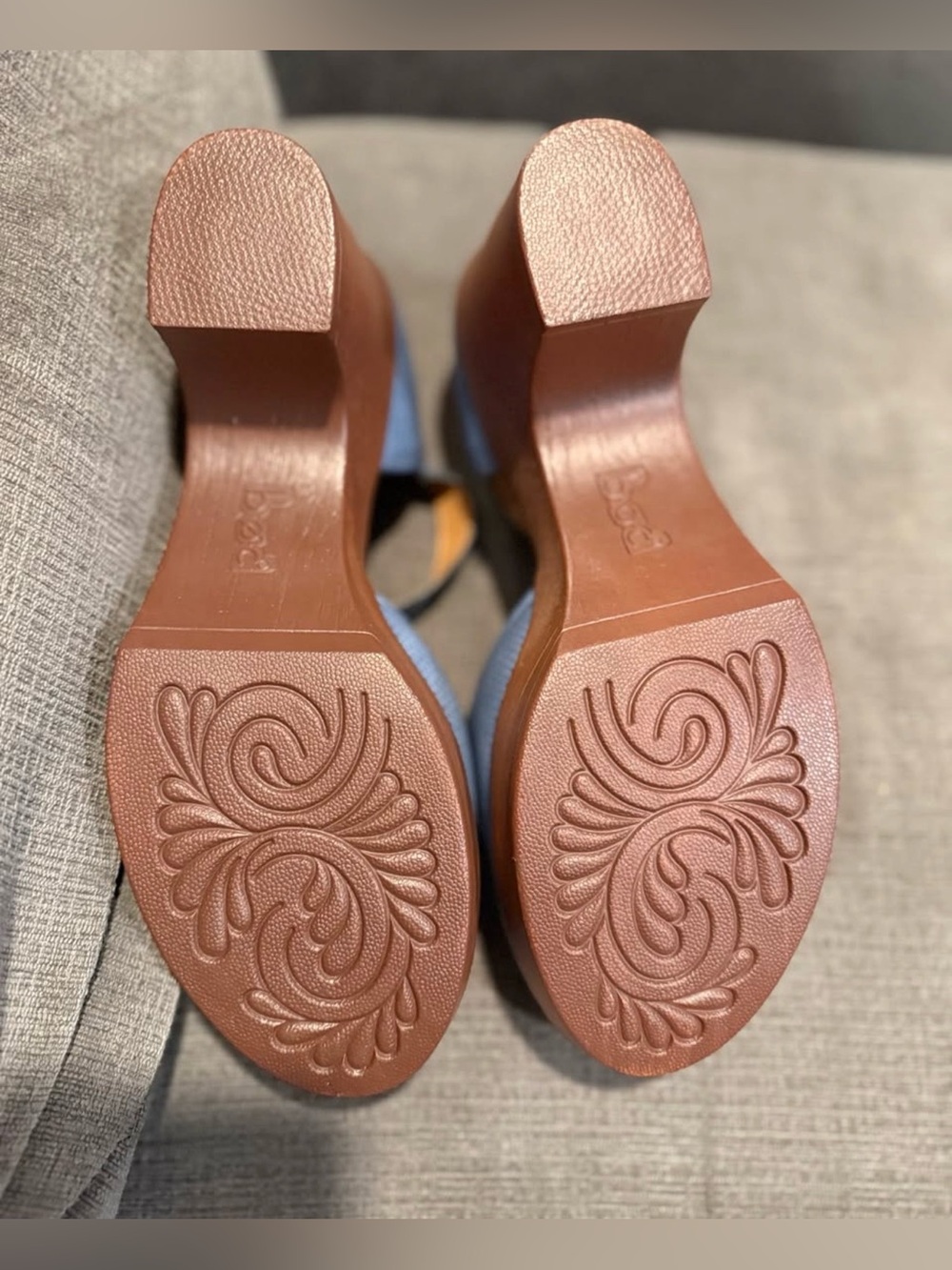 Born Blue Leather Mary Jane Platform Clogs Heels Size 10 NWOT Never Worn - Picture 4 of 6